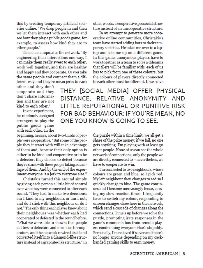 Layout for the article, showcasing a use of a pull quote.